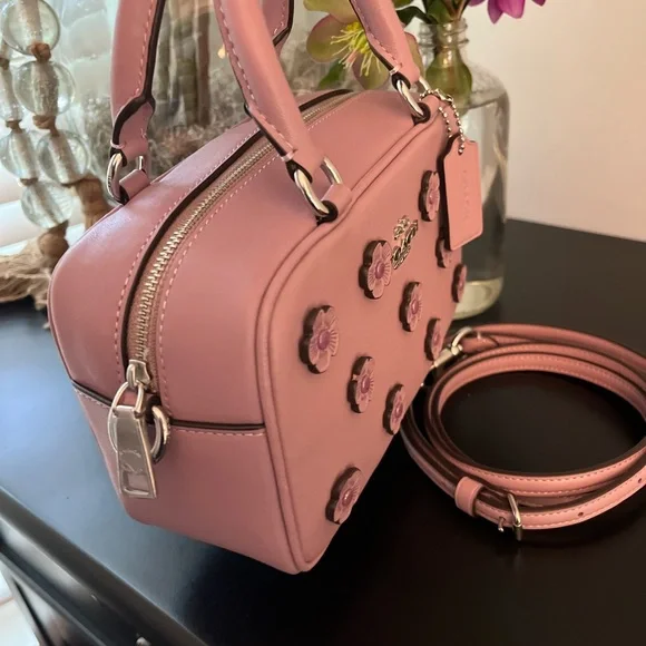 Coach Lavender Floral Appliqué Satchel 💜 🌼 Brand New from Coach with Tags - Picture 3 of 11